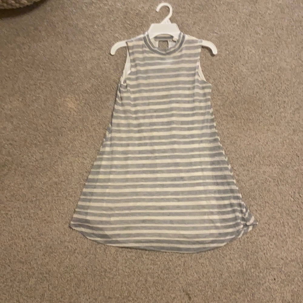 Girls grey and white stripe dress. size 10/12